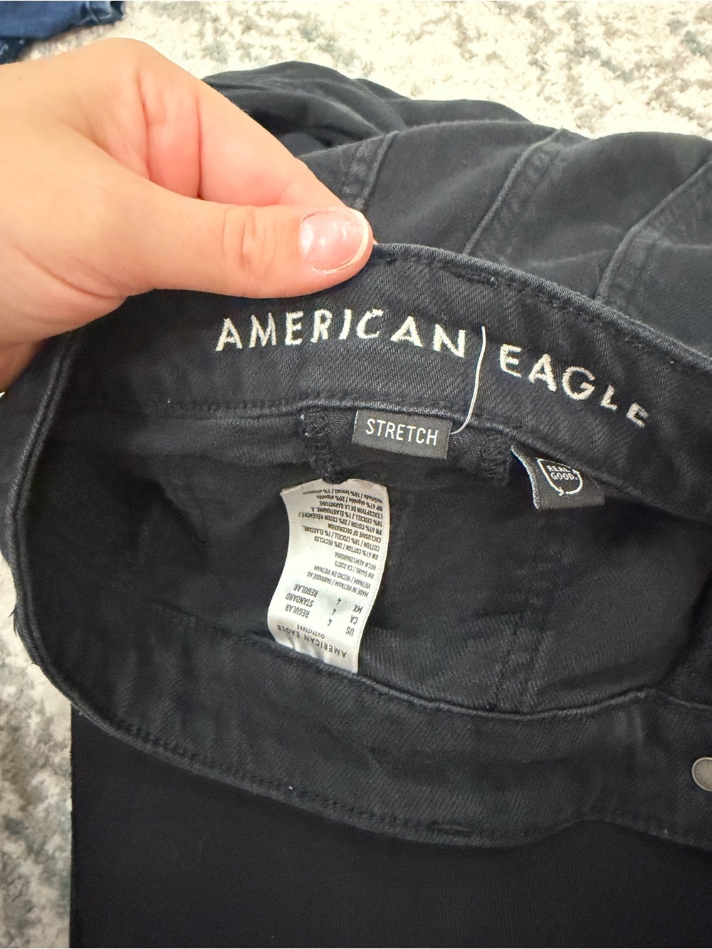 American Eagle Super High-Rise Baggy Wide Leg Jeans Black Size 4 - Picture 5 of 6